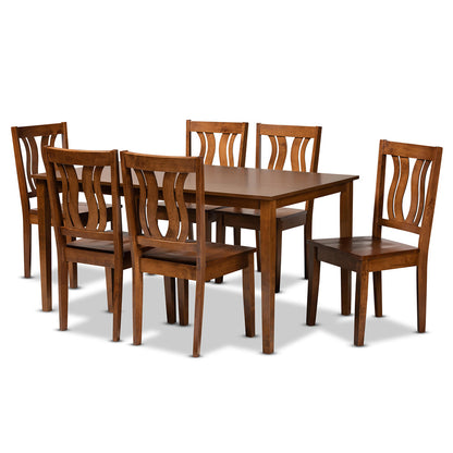 Baxton Studio - Zamira Dining Set in Walnut Brown - Zamira-Walnut-7PC Dining Set view 1