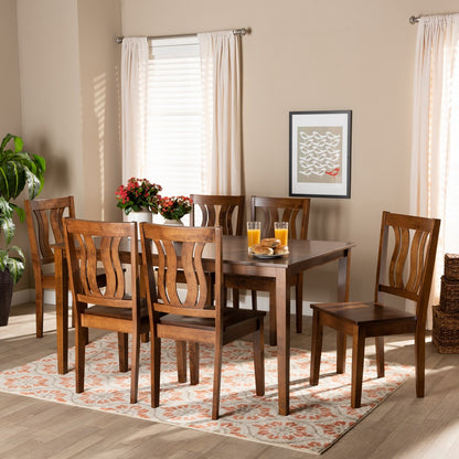 Baxton Studio - Zamira Dining Set in Walnut Brown - Zamira-Walnut-7PC Dining Set view 7