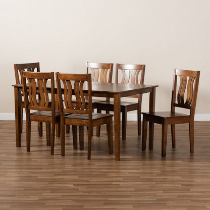 Baxton Studio - Zamira Dining Set in Walnut Brown - Zamira-Walnut-7PC Dining Set view 8