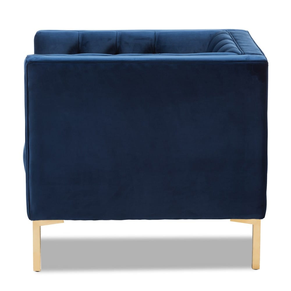 Baxton Studio - Zanetta Living Room Chair in Blue - TSF-7723-Navy/Gold view 3