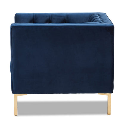 Baxton Studio - Zanetta Living Room Chair in Blue - TSF-7723-Navy/Gold view 3