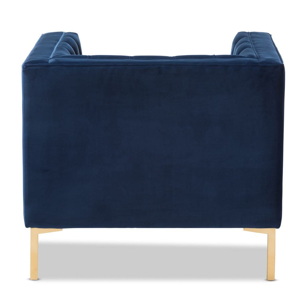 Baxton Studio - Zanetta Living Room Chair in Blue - TSF-7723-Navy/Gold view 4