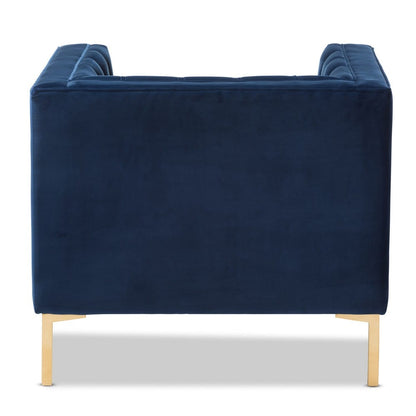 Baxton Studio - Zanetta Living Room Chair in Blue - TSF-7723-Navy/Gold view 4