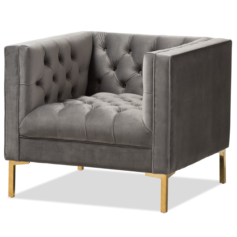 Baxton Studio - Zanetta Living Room Chair in Grey - TSF-7723-Grey/Gold view 1