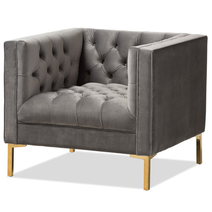 Baxton Studio - Zanetta Living Room Chair in Grey - TSF-7723-Grey/Gold view 1