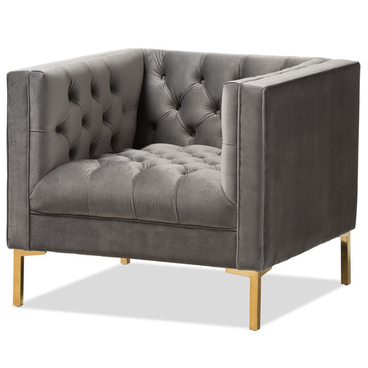 Baxton Studio - Zanetta Living Room Chair in Grey - TSF-7723-Grey/Gold view 1