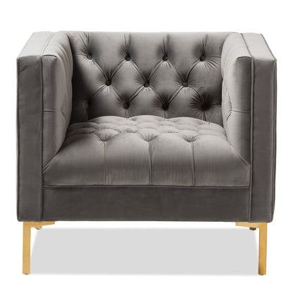 Baxton Studio - Zanetta Living Room Chair in Grey - TSF-7723-Grey/Gold view 2