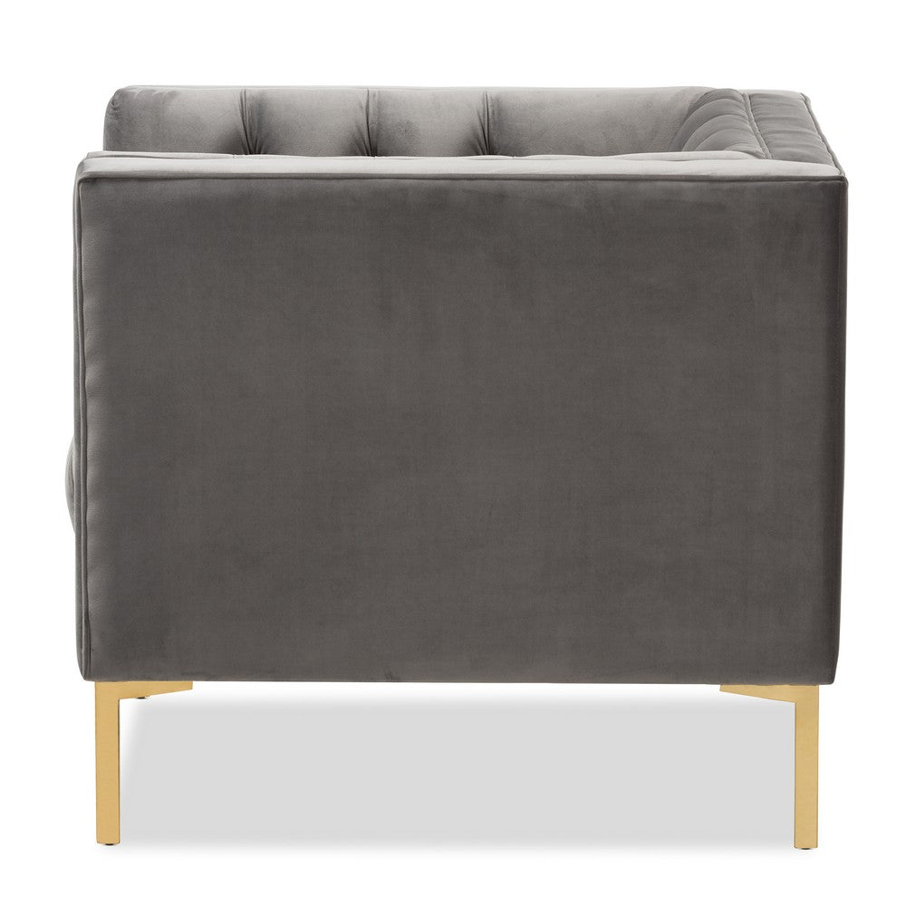 Baxton Studio - Zanetta Living Room Chair in Grey - TSF-7723-Grey/Gold view 3