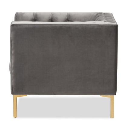 Baxton Studio - Zanetta Living Room Chair in Grey - TSF-7723-Grey/Gold view 3
