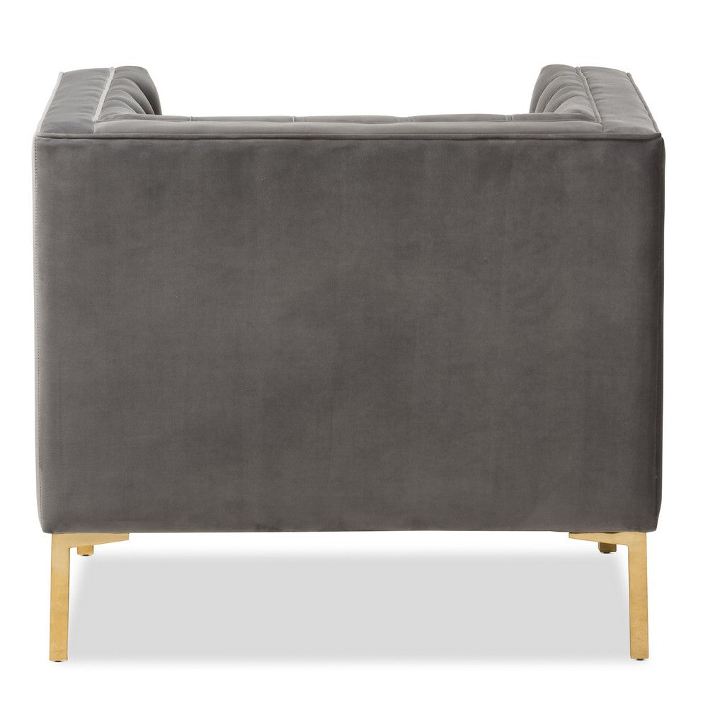Baxton Studio - Zanetta Living Room Chair in Grey - TSF-7723-Grey/Gold view 4
