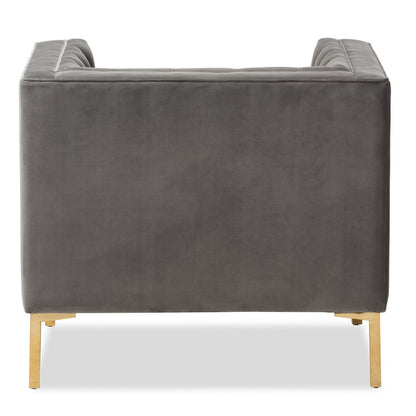 Baxton Studio - Zanetta Living Room Chair in Grey - TSF-7723-Grey/Gold view 4