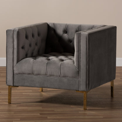 Baxton Studio - Zanetta Living Room Chair in Grey - TSF-7723-Grey/Gold view 8