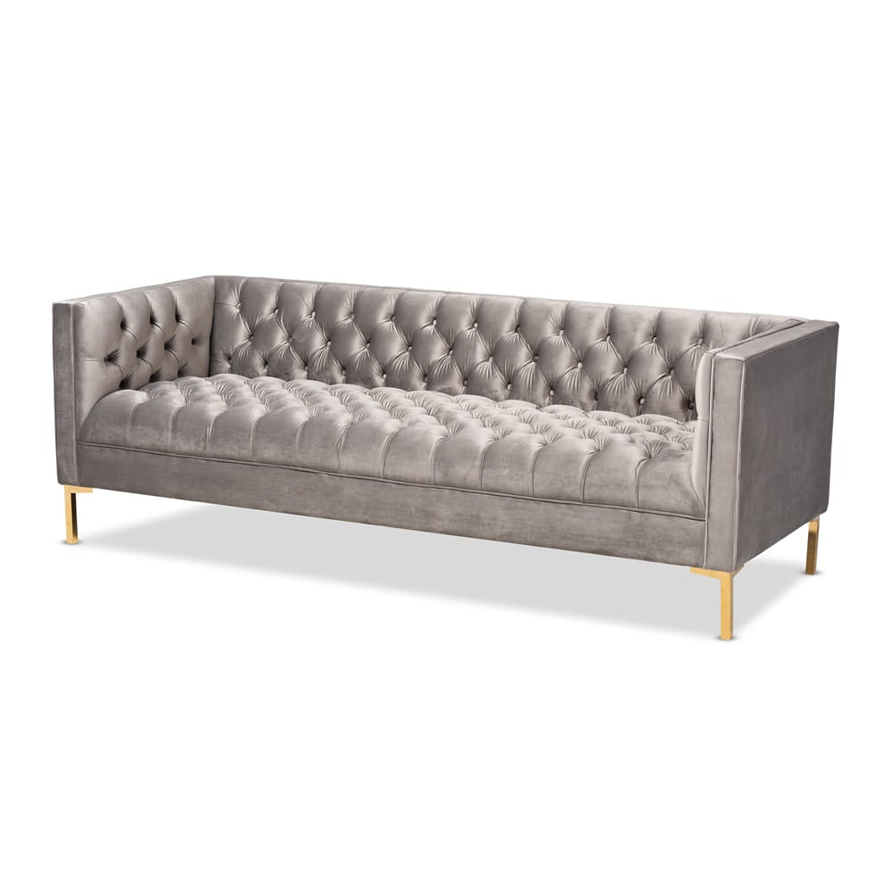 Baxton Studio - Zanetta Sofa in Gray/Gold - TSF-7723-Grey/Gold-SF view 1