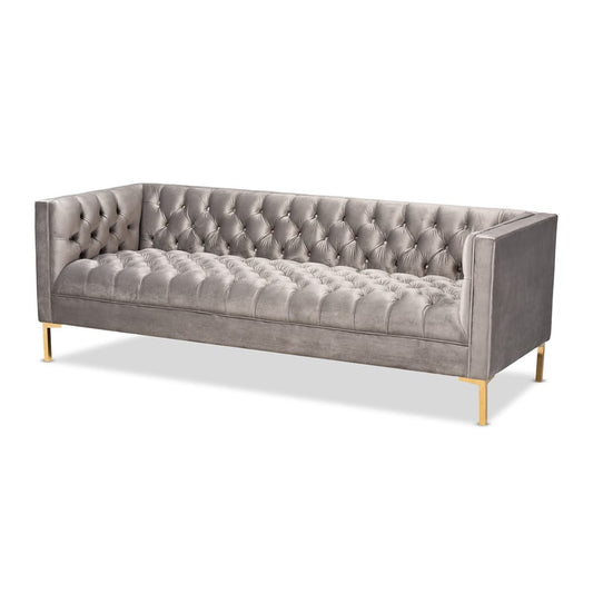 Baxton Studio - Zanetta Sofa in Gray/Gold - TSF-7723-Grey/Gold-SF view 1