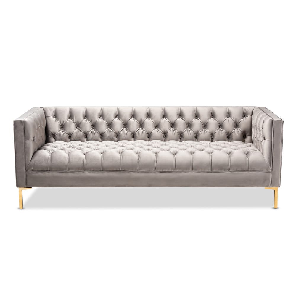 Baxton Studio - Zanetta Sofa in Gray/Gold - TSF-7723-Grey/Gold-SF view 2