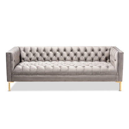 Baxton Studio - Zanetta Sofa in Gray/Gold - TSF-7723-Grey/Gold-SF view 2