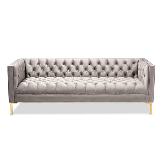 Baxton Studio - Zanetta Sofa in Gray/Gold - TSF-7723-Grey/Gold-SF view 2