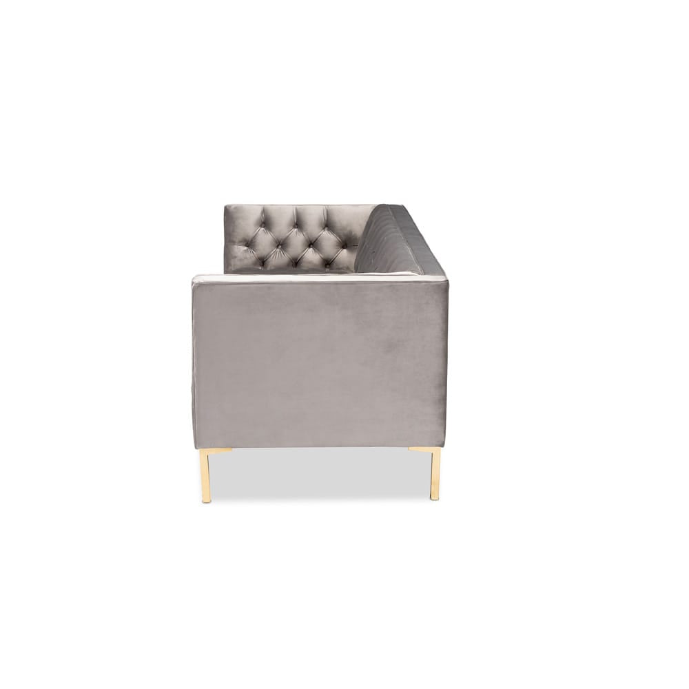 Baxton Studio - Zanetta Sofa in Gray/Gold - TSF-7723-Grey/Gold-SF view 3