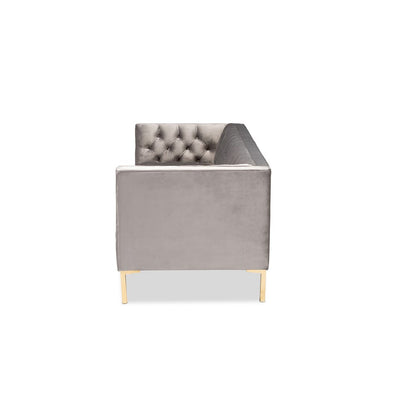 Baxton Studio - Zanetta Sofa in Gray/Gold - TSF-7723-Grey/Gold-SF view 3