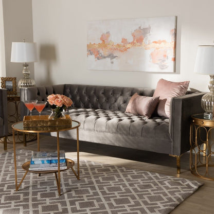 Baxton Studio - Zanetta Sofa in Gray/Gold - TSF-7723-Grey/Gold-SF view 7