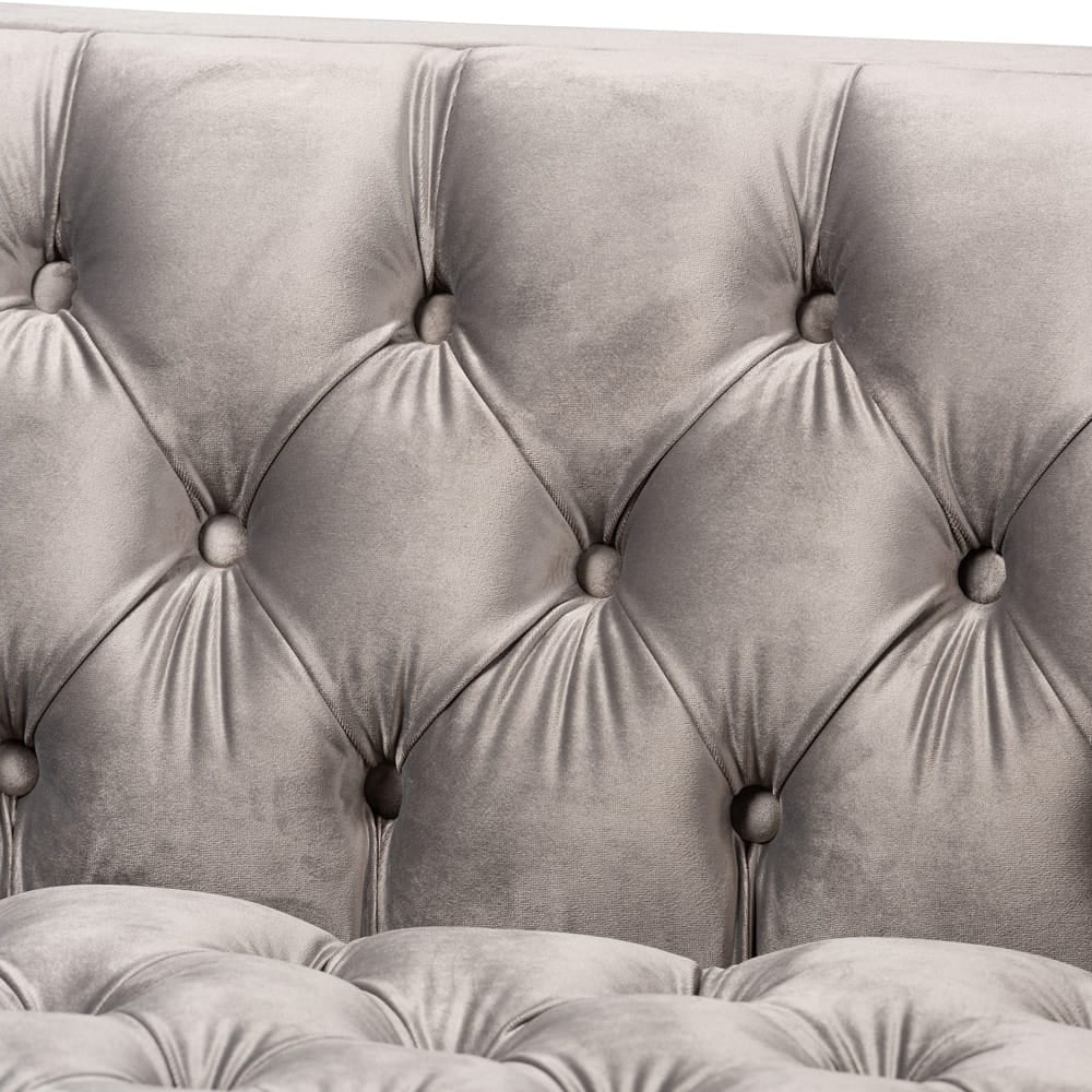 Baxton Studio - Zanetta Sofa Set in Gray/Gold - TSF-7723-Grey/Gold-2PC Set view 2