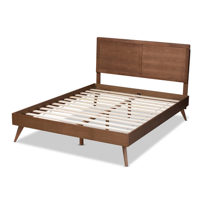 Baxton Studio - ZeNon Full Size Bed in Ash Walnut - ZeNon-Ash Walnut-Full view 3