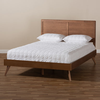 Baxton Studio - ZeNon Full Size Bed in Ash Walnut - ZeNon-Ash Walnut-Full view 6