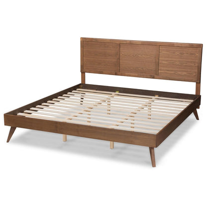 Baxton Studio - ZeNon King Size Bed in Ash Walnut - ZeNon-Ash Walnut-King view 3