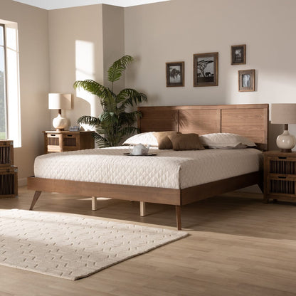 Baxton Studio - ZeNon King Size Bed in Ash Walnut - ZeNon-Ash Walnut-King view 7