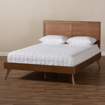 Baxton Studio - ZeNon Queen Size Bed in Ash Walnut - ZeNon-Ash Walnut-Queen view 6