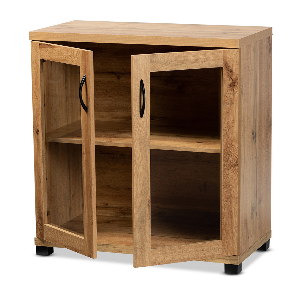 Baxton Studio - Zentra Storage Cabinet in Oak Brown/Black - SR 890001-Wotan Oak view 2