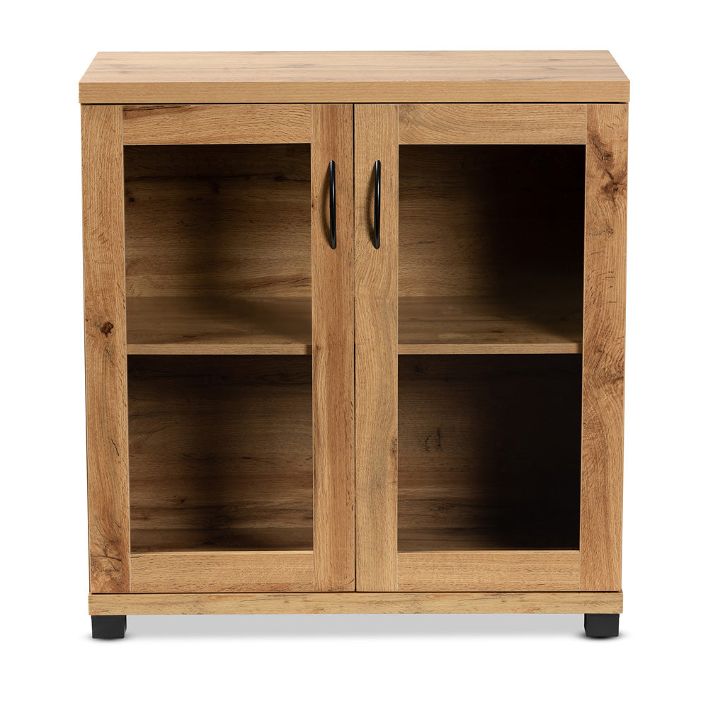 Baxton Studio - Zentra Storage Cabinet in Oak Brown/Black - SR 890001-Wotan Oak view 3