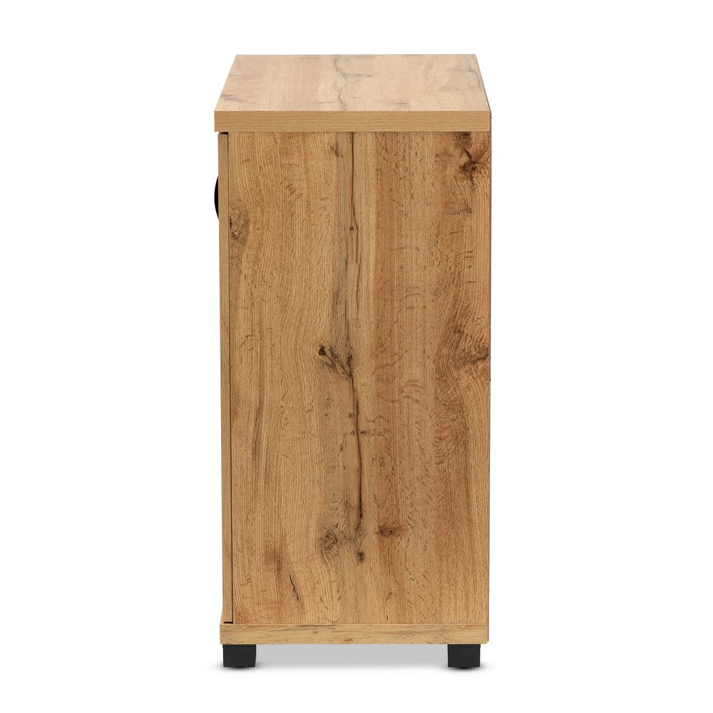 Baxton Studio - Zentra Storage Cabinet in Oak Brown/Black - SR 890001-Wotan Oak view 4