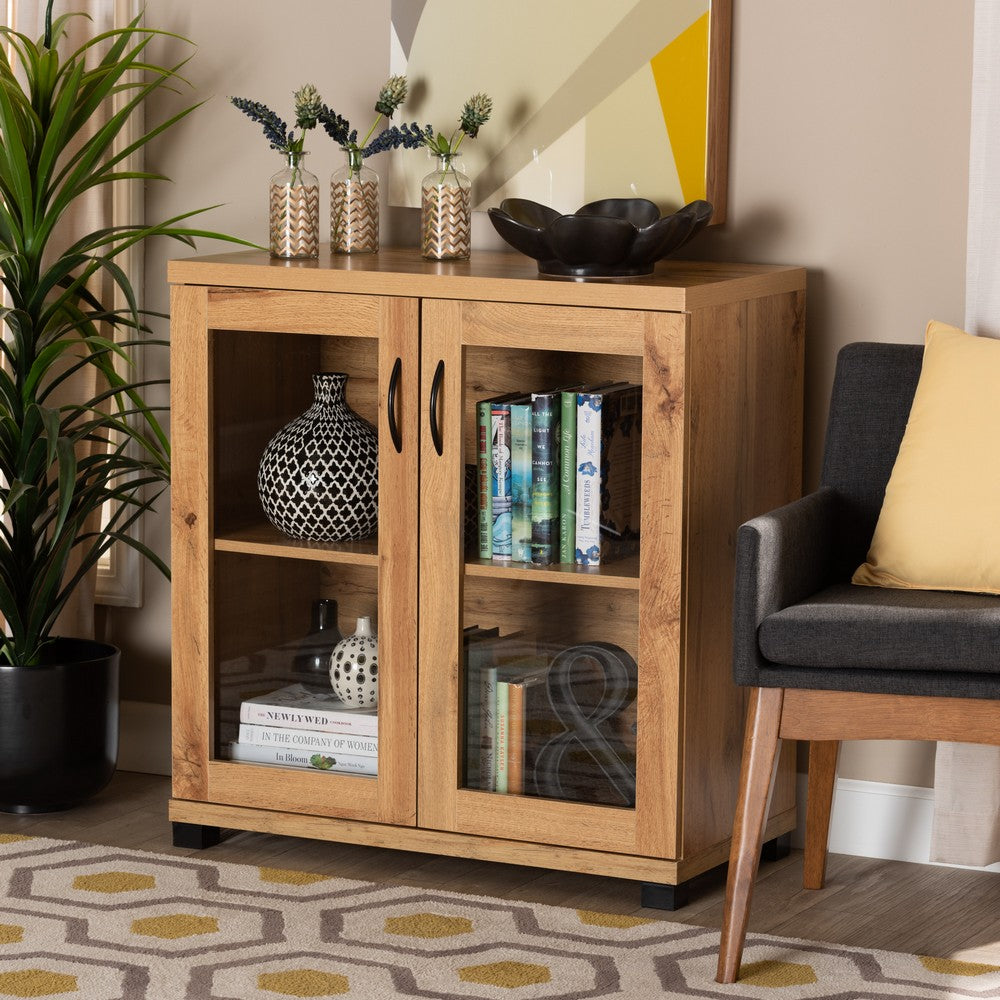 Baxton Studio - Zentra Storage Cabinet in Oak Brown/Black - SR 890001-Wotan Oak view 7