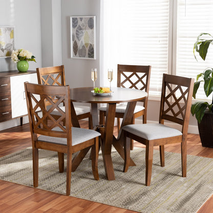 Baxton Studio - Zoe Dining Set in Grey/Walnut - Zoe-Grey/Walnut-5PC Dining Set view 7