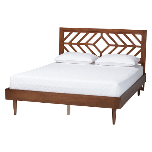 Baxton Studio - Zola Queen Size Bed in Ash Walnut - Zola-Ash Walnut-Queen view 1