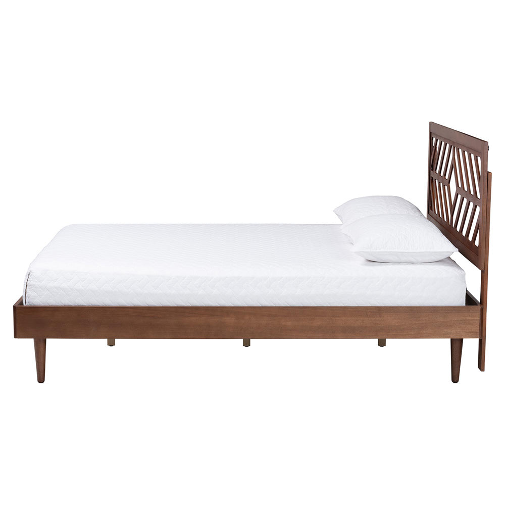 Baxton Studio - Zola Queen Size Bed in Ash Walnut - Zola-Ash Walnut-Queen view 2