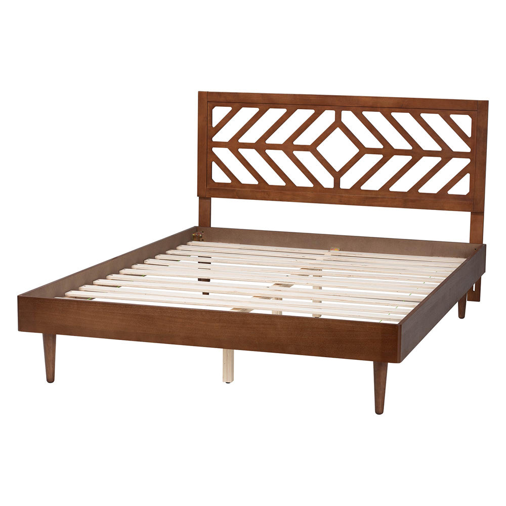 Baxton Studio - Zola Queen Size Bed in Ash Walnut - Zola-Ash Walnut-Queen view 3