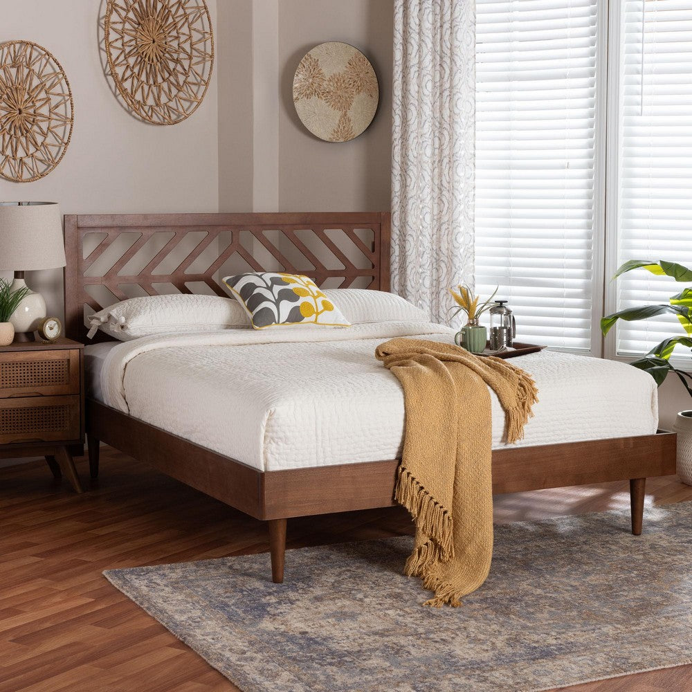 Baxton Studio - Zola Queen Size Bed in Ash Walnut - Zola-Ash Walnut-Queen view 7