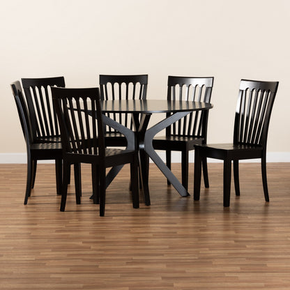 Baxton Studio - Zora Dining Set in Dark Brown - Zora-Dark Brown-7PC Dining Set view 8