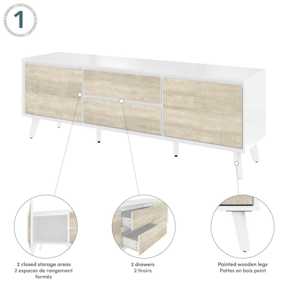 Bestar - Adara 63W Tv Stand For 55 Inch Tv in Uv White &Amp; Mountain Ash Grey - 118200-000001 veiw 8