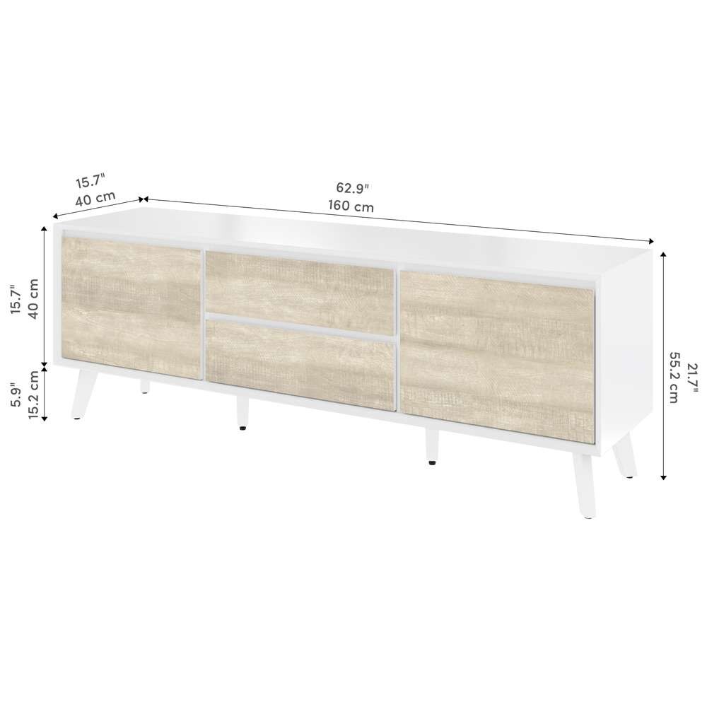 Bestar - Adara 63W Tv Stand For 55 Inch Tv in Uv White &Amp; Mountain Ash Grey - 118200-000001 veiw 10