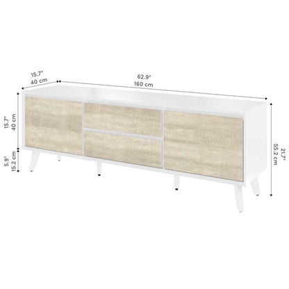 Bestar - Adara 63W Tv Stand For 55 Inch Tv in Uv White &Amp; Mountain Ash Grey - 118200-000001 veiw 10