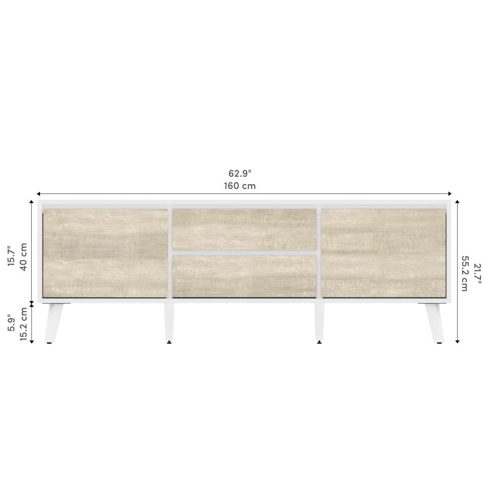 Bestar - Adara 63W Tv Stand For 55 Inch Tv in Uv White &Amp; Mountain Ash Grey - 118200-000001 veiw 11