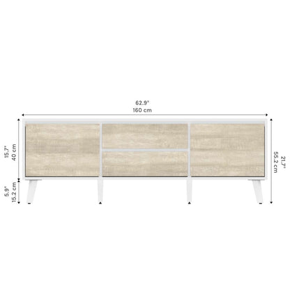 Bestar - Adara 63W Tv Stand For 55 Inch Tv in Uv White &Amp; Mountain Ash Grey - 118200-000001 veiw 11
