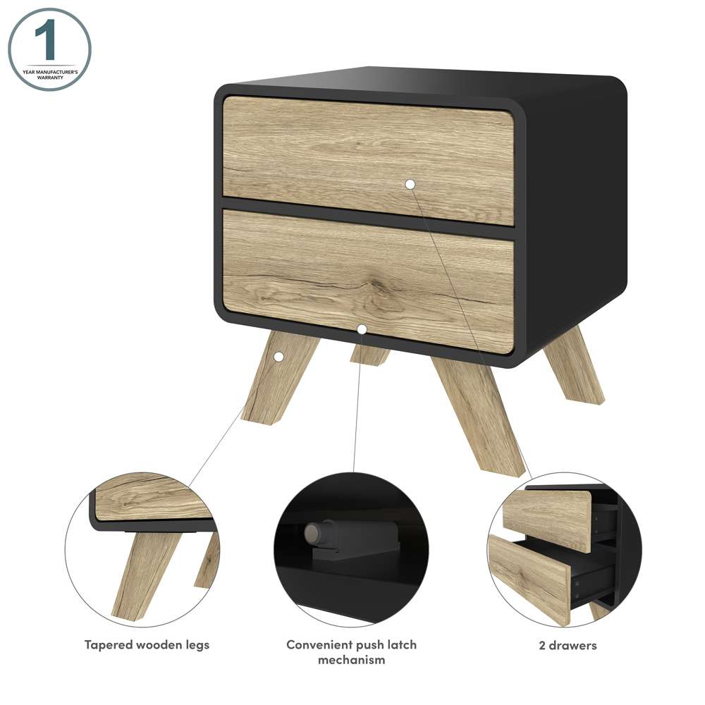 Bestar - Alhena 20W End Table in Uv Black &Amp; Sandy Brown Oak - 119240-000133 veiw 9