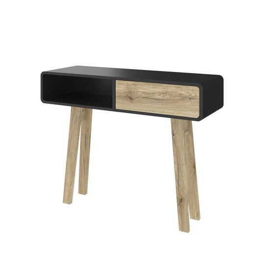 Bestar - Alhena 40W Console Table in Uv Black &Amp; Sandy Brown Oak - 119160-000133 veiw 1