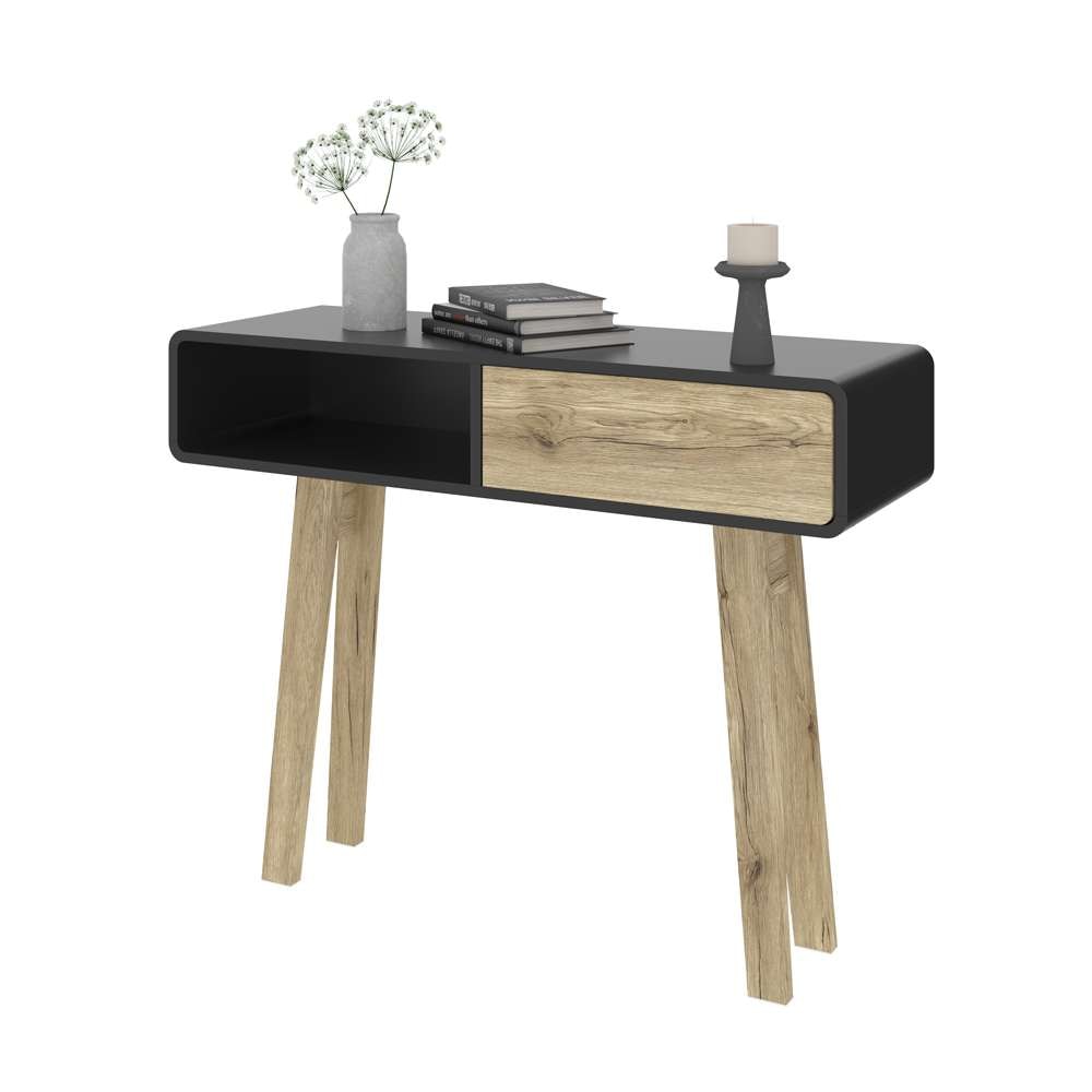 Bestar - Alhena 40W Console Table in Uv Black &Amp; Sandy Brown Oak - 119160-000133 veiw 6