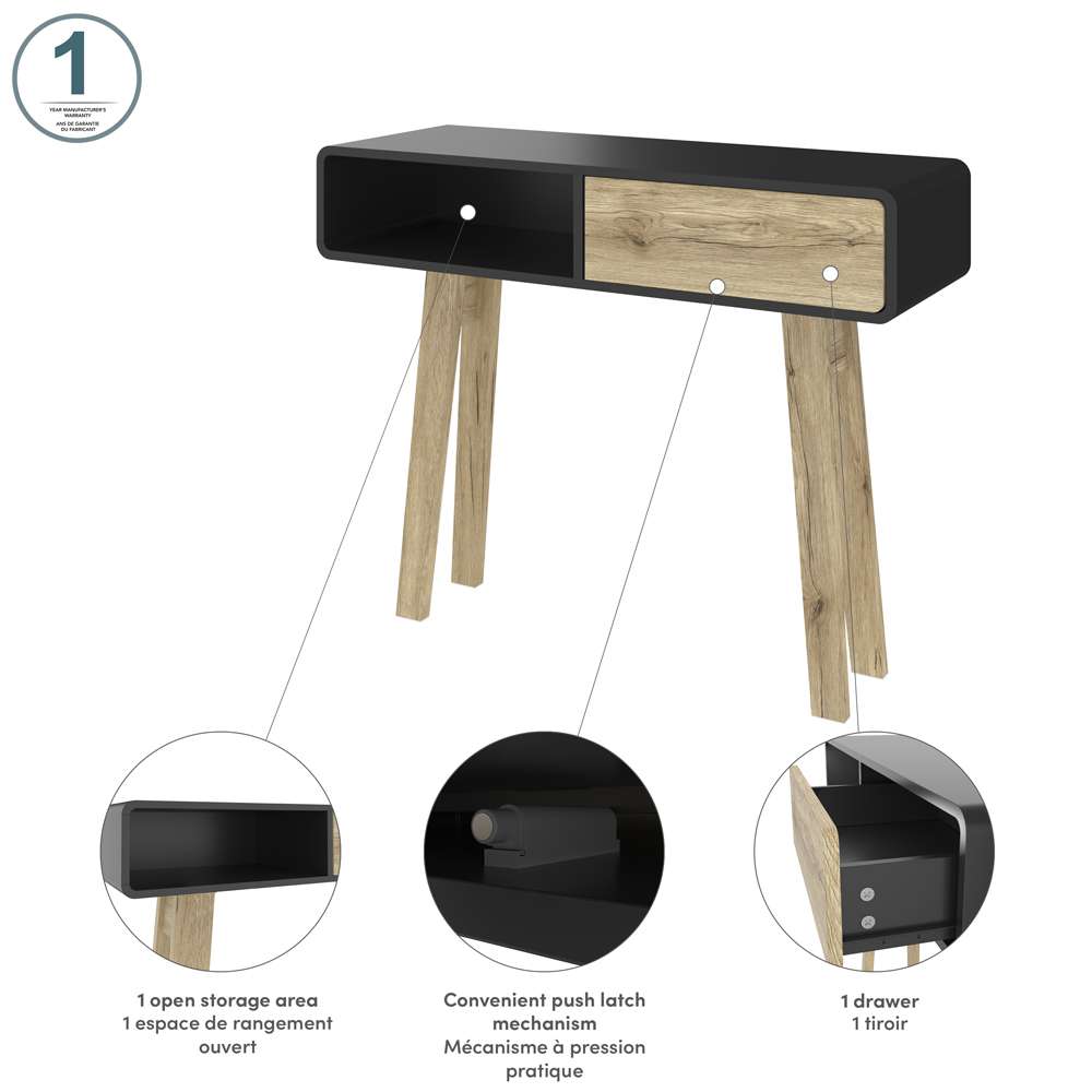Bestar - Alhena 40W Console Table in Uv Black &Amp; Sandy Brown Oak - 119160-000133 veiw 8