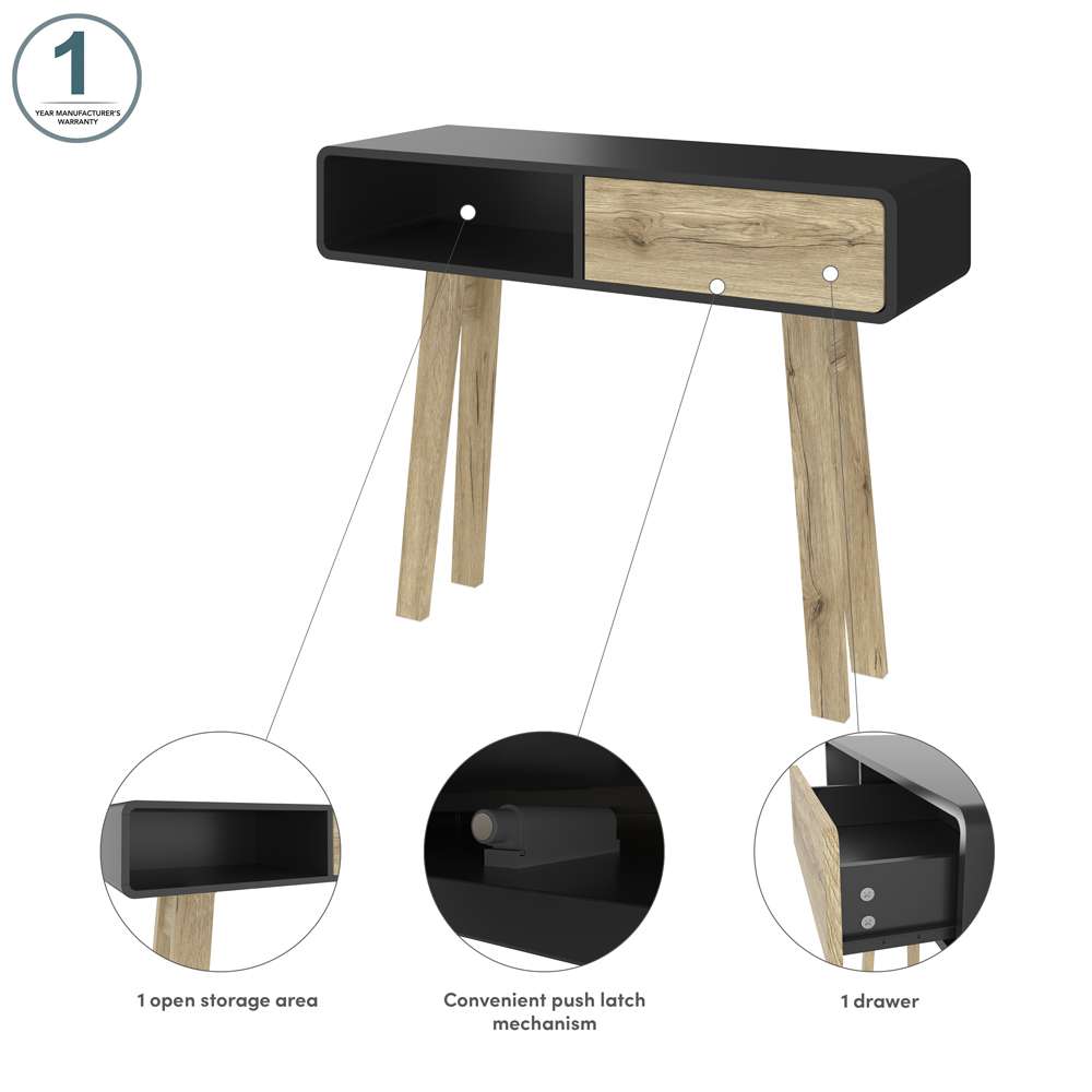 Bestar - Alhena 40W Console Table in Uv Black &Amp; Sandy Brown Oak - 119160-000133 veiw 9
